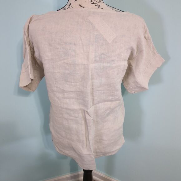 FRANCESCA BETTINI WOMEN'S 100% LINEN SHORT SLEEVES TOP SHIRT medium new with tag - Picture 2 of 6